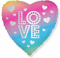 FM с рисунком 18" Сердце 201714 градиент LOVE Фольга